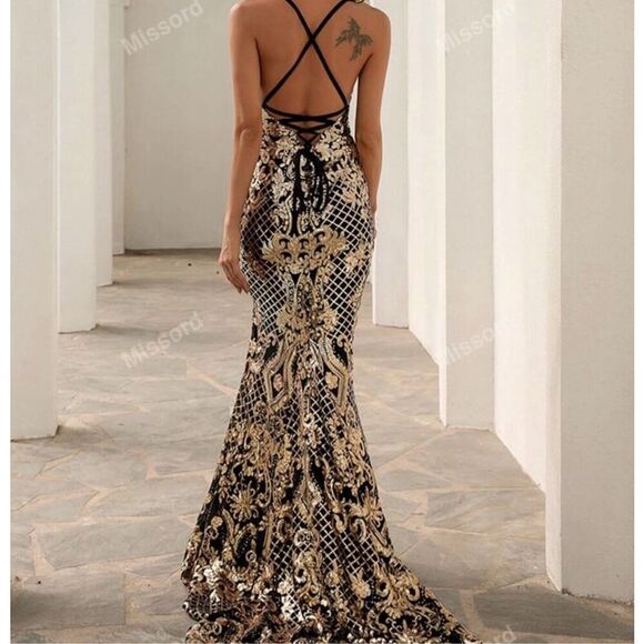 2 Formal Sequin Gowns Prom Dress Mardi Gras - Picture 3 of 4